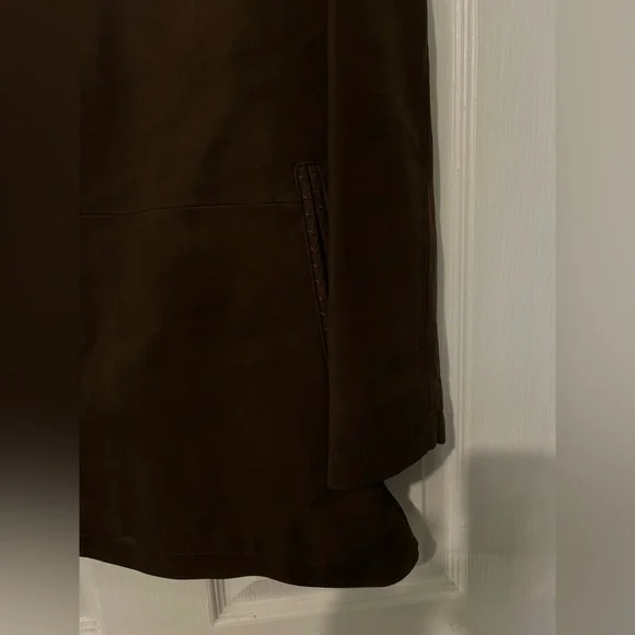 Robert Comstock Vertical Brown baby calf nubuck Leather  Jacket cl - Picture 4 of 17